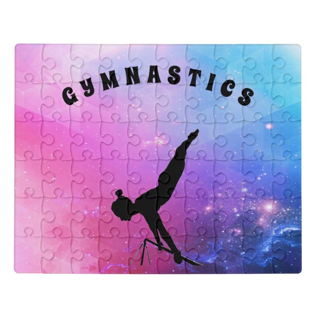 Girls Gymnastics Bars Pink and Blue Puzzle (Puzzle Horizontal)