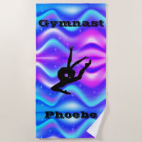 Girls Gymnastics Beach Towel with Her Name!