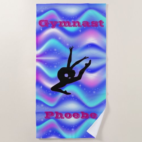 Girls Gymnastics Beach Towel with Her Name