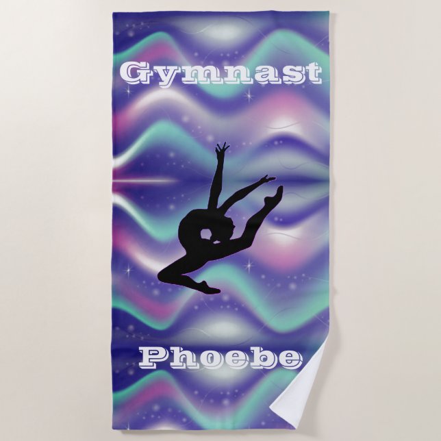 Girls Gymnastics Beach Towel with Her Name! (Front)