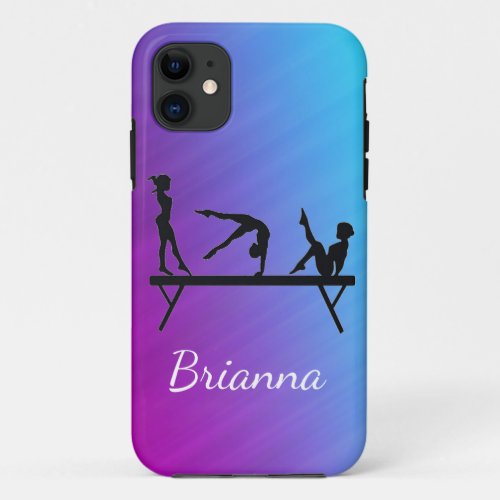 Girls Gymnastics Beam Personalized iPhone 11 Case