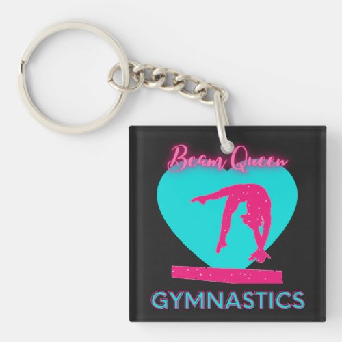 Girls Gymnastics Beam Queen Double Sided Keychain