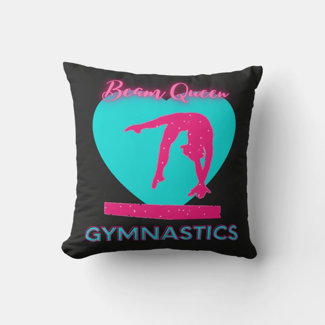 Girls Gymnastics Beam Queen Double Sided  Throw Pillow (Front)