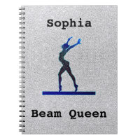 Girls Gymnastics Beam Queen Faux Glitter  Notebook