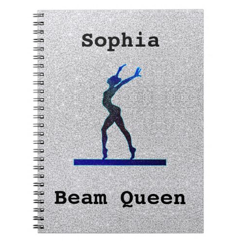 Girls Gymnastics Beam Queen Faux Glitter  Notebook