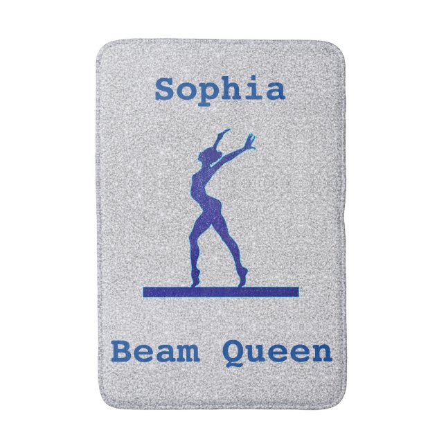 Girls Gymnastics Beam Queen Personalized Bath Mat (Front Vertical)
