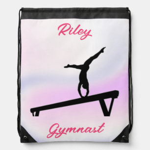 Girls Gymnastics Beam Soft Pastel Drawstring Bag