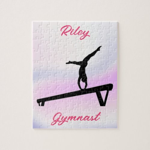 Girls Gymnastics Beam Soft Pastel Jigsaw Puzzle