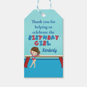 Girls Gymnastics Birthday Cute Custom Gift Tags