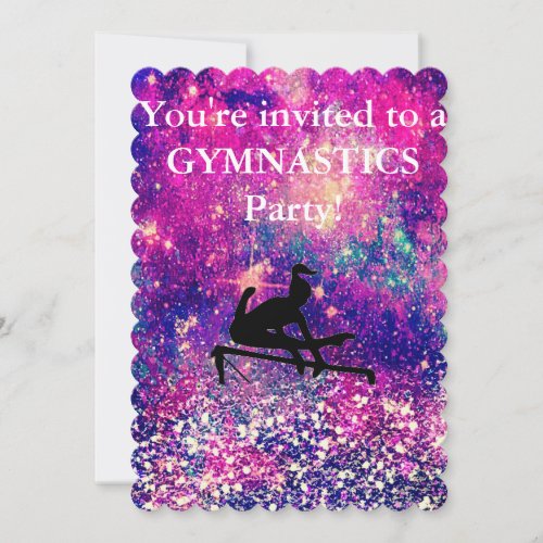 Girls Gymnastics Birthday Party Custom Invitation