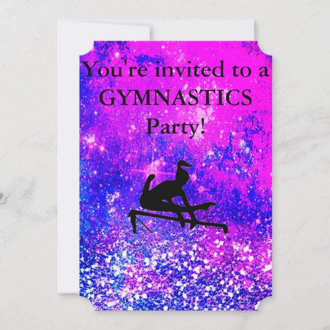 Girls Gymnastics Birthday Party Custom Invitation (Front)