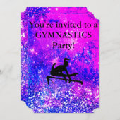 Girls Gymnastics Birthday Party Custom Invitation (Front/Back)