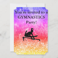 Girls Gymnastics Birthday Party Custom Invitation