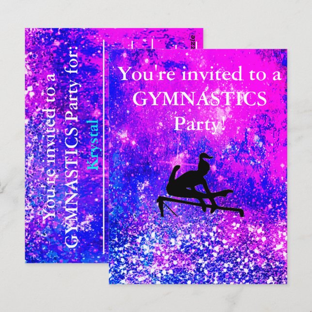 Girls Gymnastics Birthday Party Custom    Postcard (Front/Back)