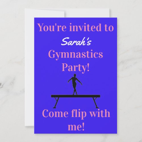 Girls Gymnastics Birthday Party Invitations