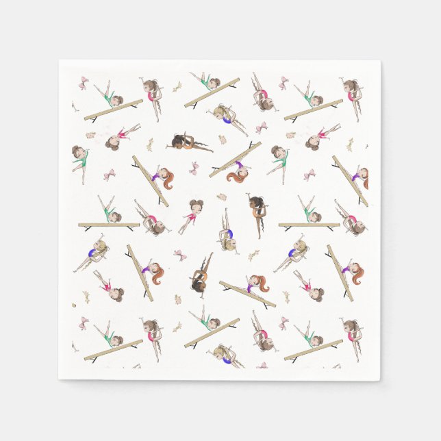 Girls Gymnastics Birthday Party  Napkins (Front)