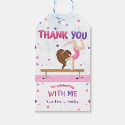 Girls Gymnastics Birthday Party Thank You Gift Tags