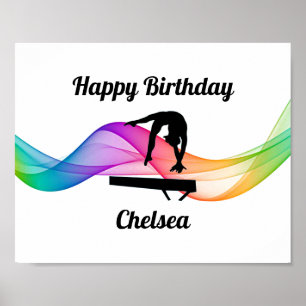 Girls Gymnastics Birthday Poster