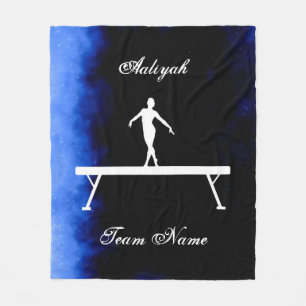 Girls Gymnastics Black, Blue, White w/ Team Name Fleece Blanket