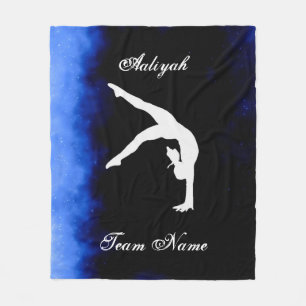 Girls Gymnastics Black, Blue, White w/ Team Name Fleece Blanket