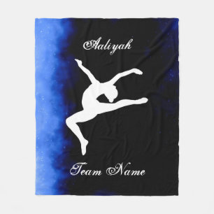 Girls Gymnastics Black, Blue, White w/ Team Name Fleece Blanket