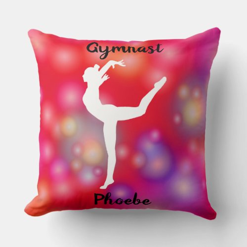 Girls Gymnastics Bubble Fun  Throw Pillow