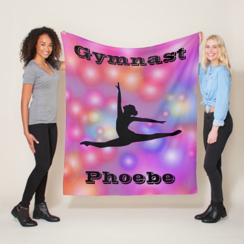 Girls Gymnastics Bubbles  Fleece Blanket
