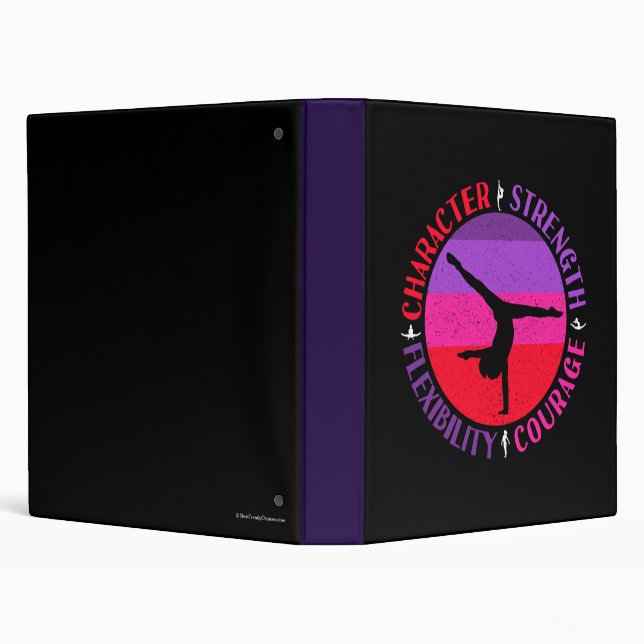 Girls Gymnastics Character Strength Courage 3 Ring Binder (Background)