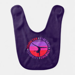 Girls Gymnastics Character Strength Courage Baby Bib