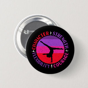 Girls Gymnastics Character Strength Courage Button