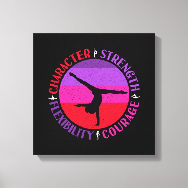 Girls Gymnastics Character Strength Courage Canvas Print (Front)
