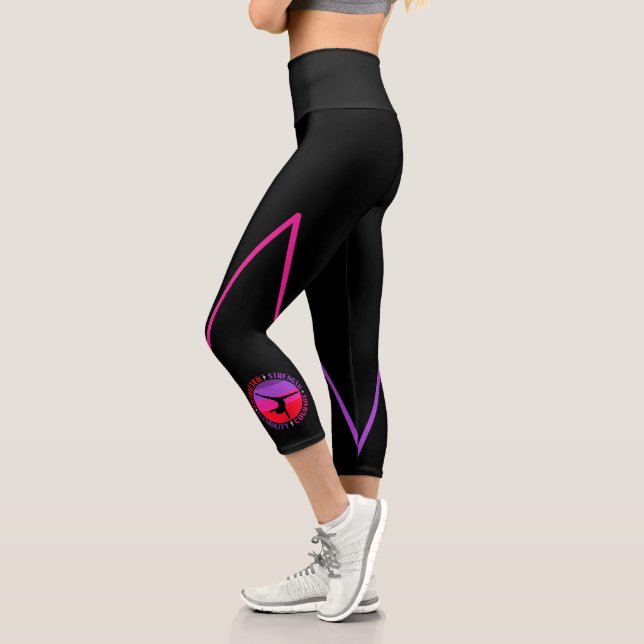 Girls Gymnastics Character Strength Courage Capri Leggings (Left)