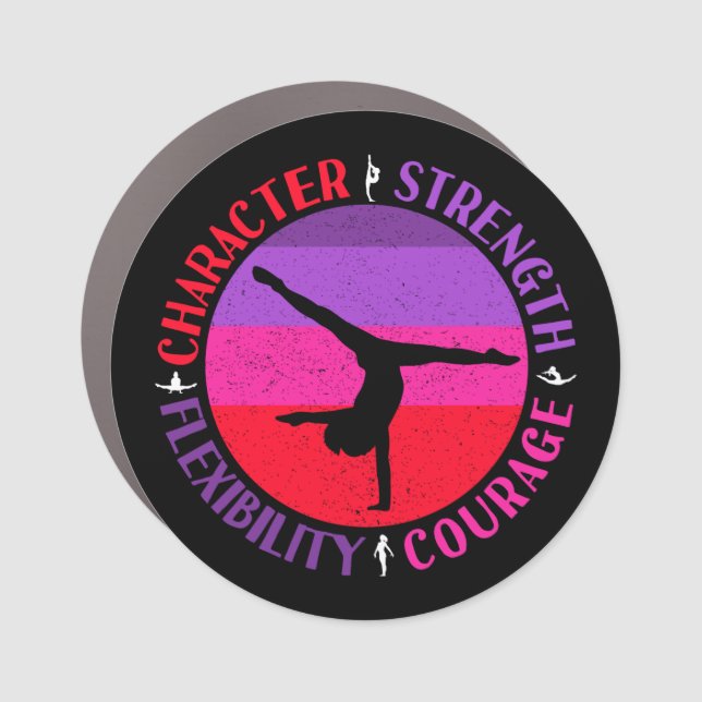 Girls Gymnastics Character Strength Courage Car Magnet (Front)