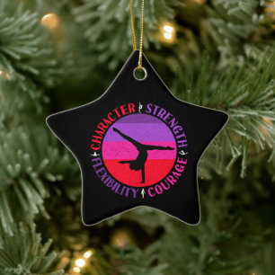 Girls Gymnastics Character Strength Courage Ceramic Ornament