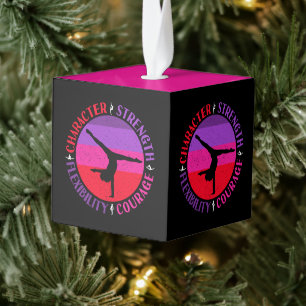 Girls Gymnastics Character Strength Courage Cube Ornament