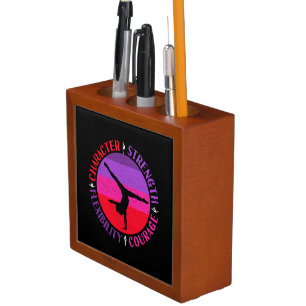 Girls Gymnastics Character Strength Courage Desk Organizer