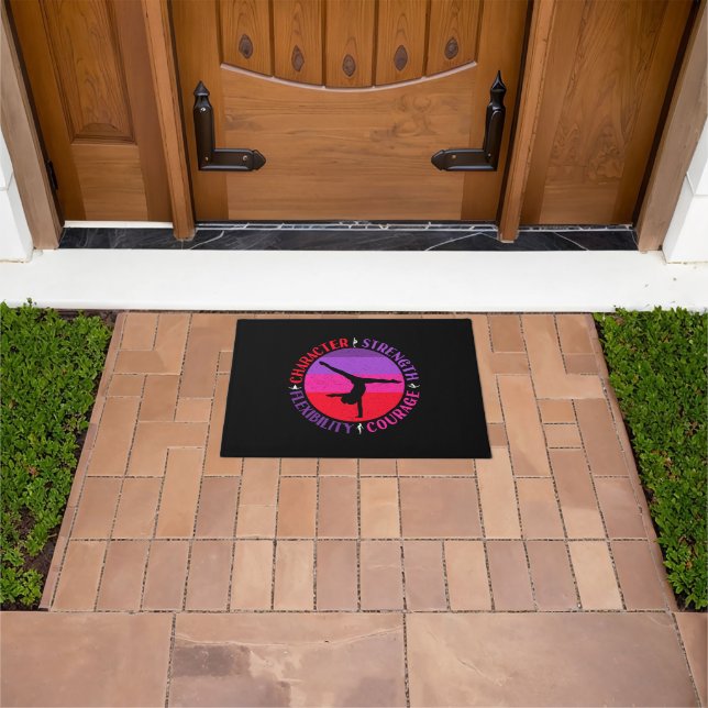Girls Gymnastics Character Strength Courage Doormat (Outdoor)