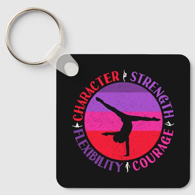 Girls Gymnastics Character Strength Courage Keychain (Front)