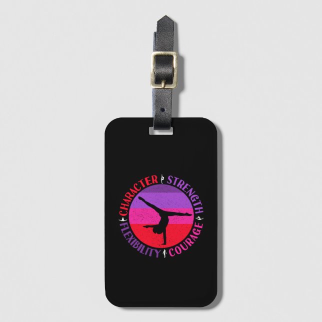 Girls Gymnastics Character Strength Courage Luggage Tag (Front Vertical)