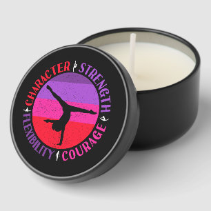 Girls Gymnastics Character Strength Courage Mini Candle Favors