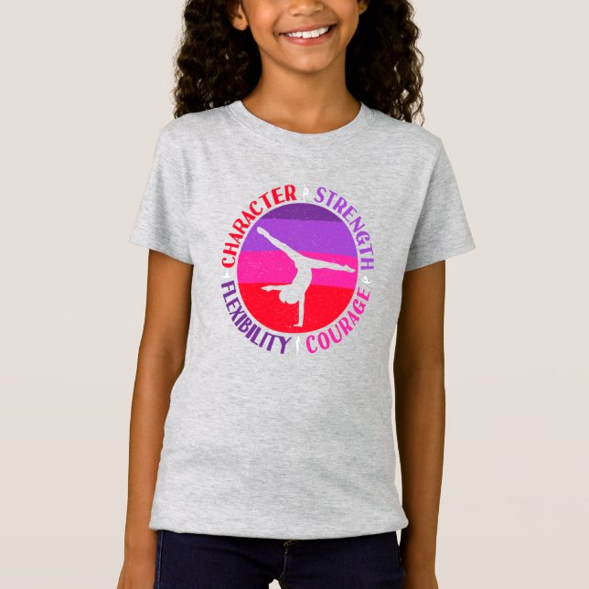 Girls Gymnastics Character Strength Courage T-Shirt (Front)