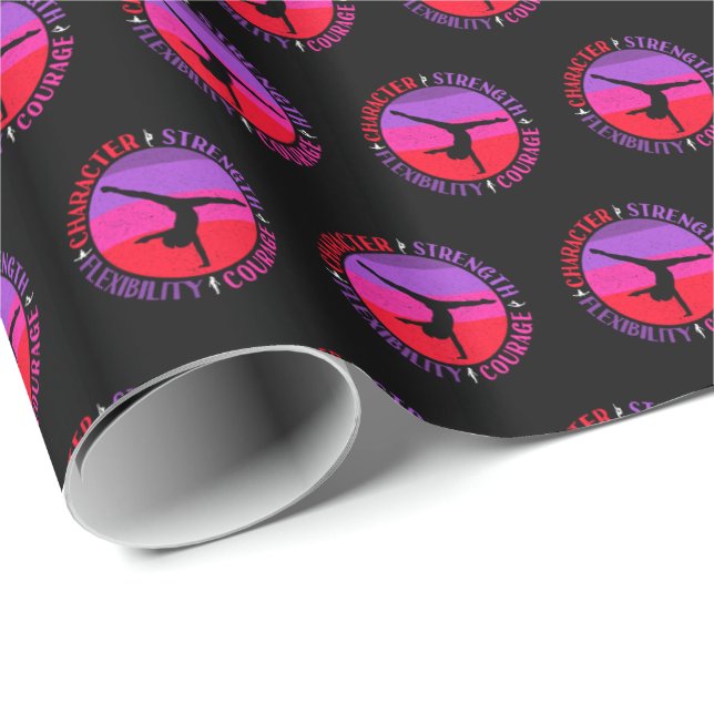 Girls Gymnastics Character Strength Courage Wrapping Paper (Roll Corner)