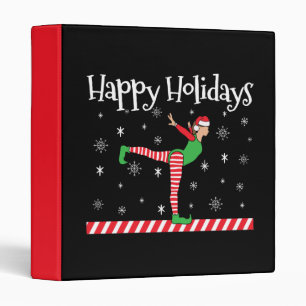 Girls Gymnastics Christmas Elf 3 Ring Binder