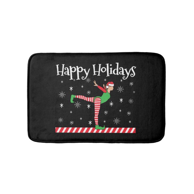 Girls Gymnastics Christmas Elf Bath Mat (Front)