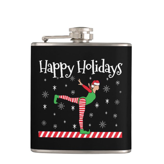 Girls Gymnastics Christmas Elf Flask (Front)