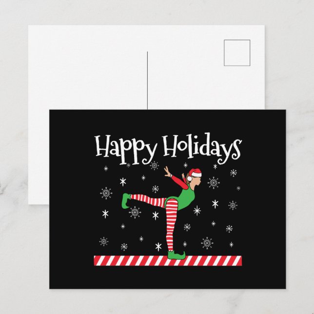 Girls Gymnastics Christmas Elf Postcard (Front/Back)