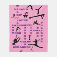 Girls Gymnastics Crossword Fleece Blanket