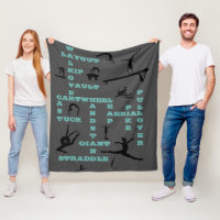 Girls Gymnastics Crossword Fleece Blanket