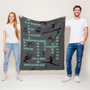 Girls Gymnastics Crossword Fleece Blanket