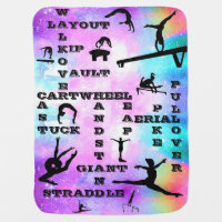 Girls Gymnastics Crosswords Baby Blanket